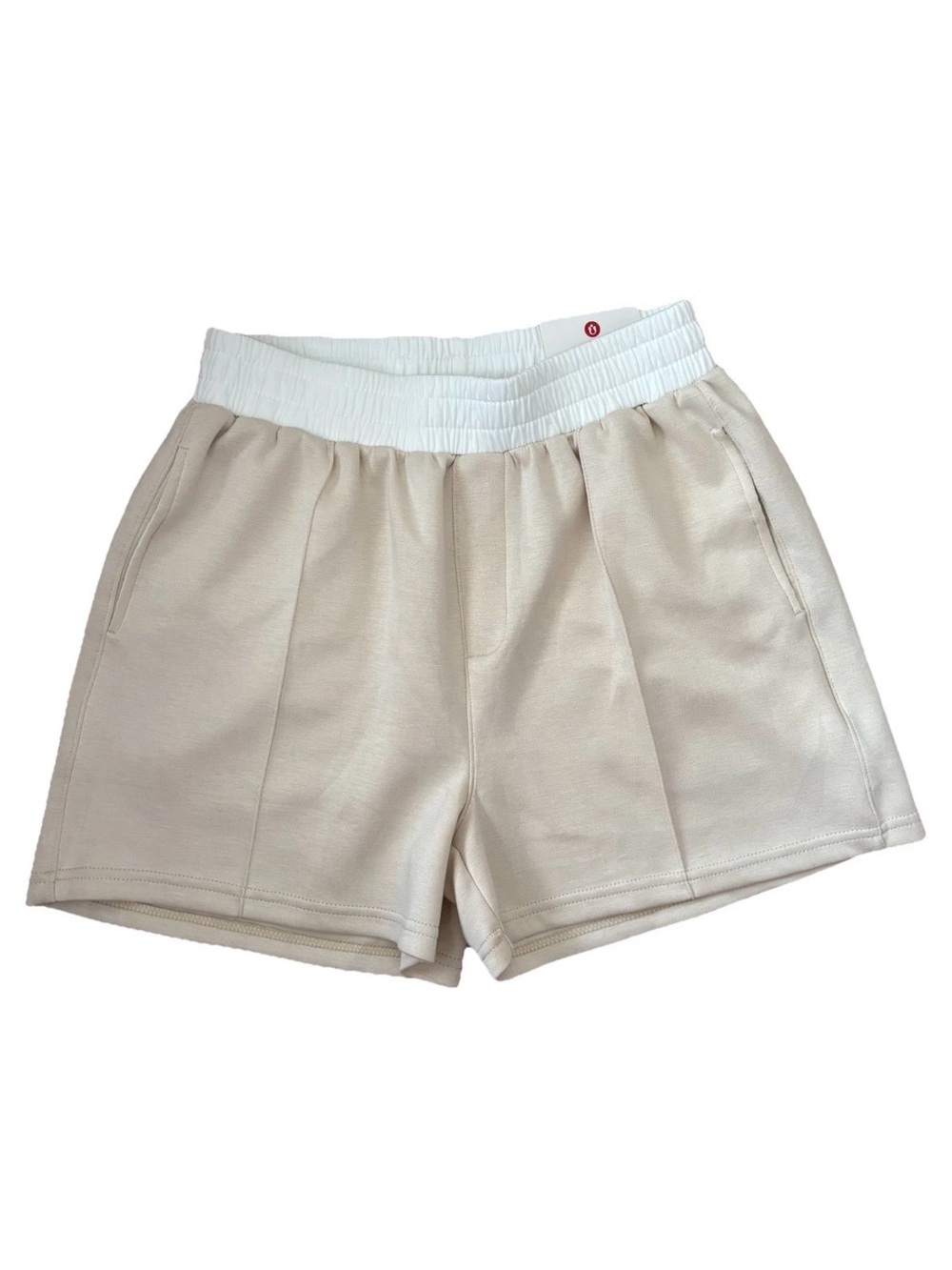 Otos Women’s Pleated Athletic Shorts - Cream/White - Medium